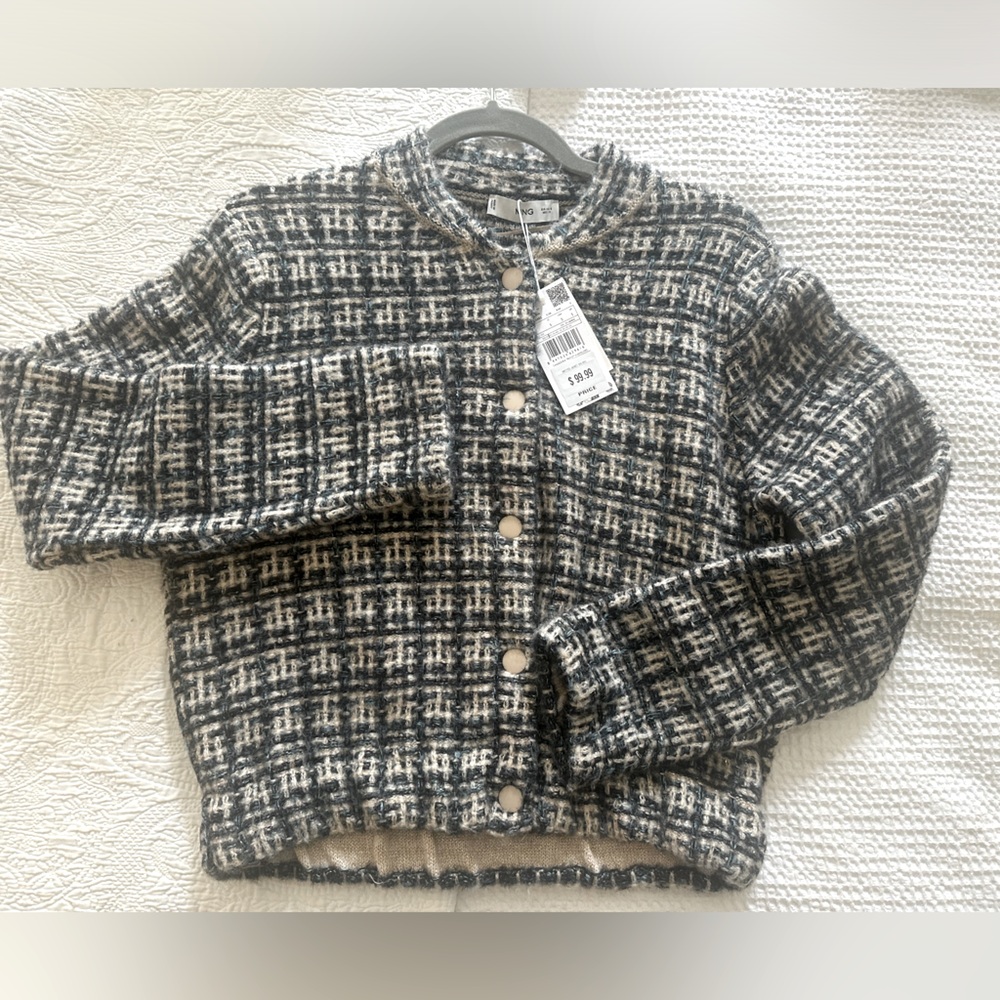 Mango Cazadora Tricot Bomber Style Sweater